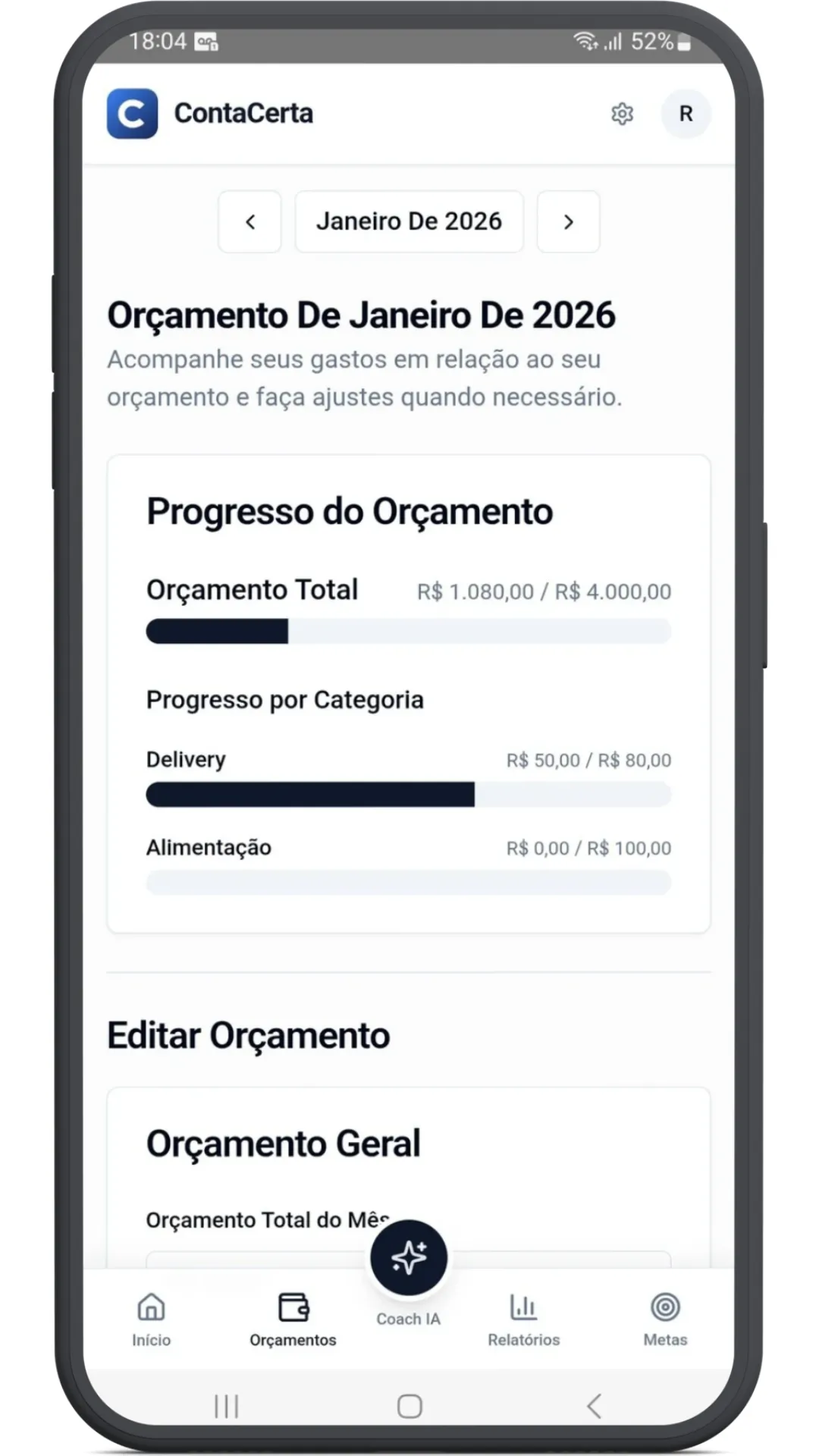 Orçamento inteligente